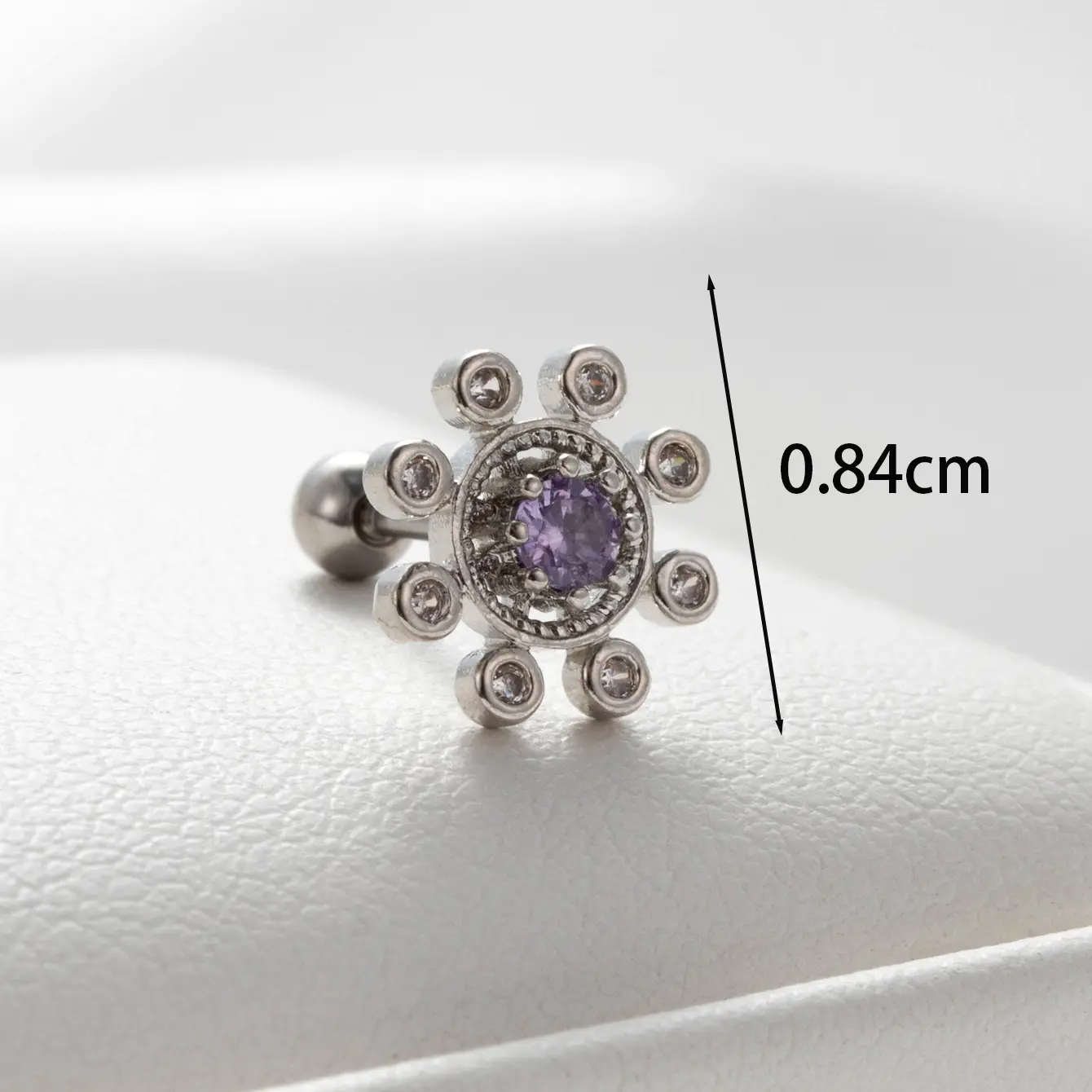 1 Piece Simple Series Classic Flower Titanium Steel   Gold Color Zircon Women's Stud Earrings h5 